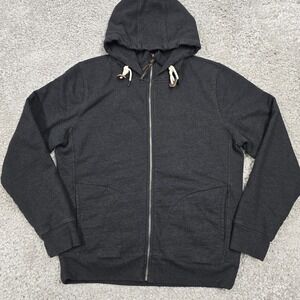 Flint And Tinder Sweater Mens M Black Hooded Camp Fleece Full Zip Heavy Outdoors